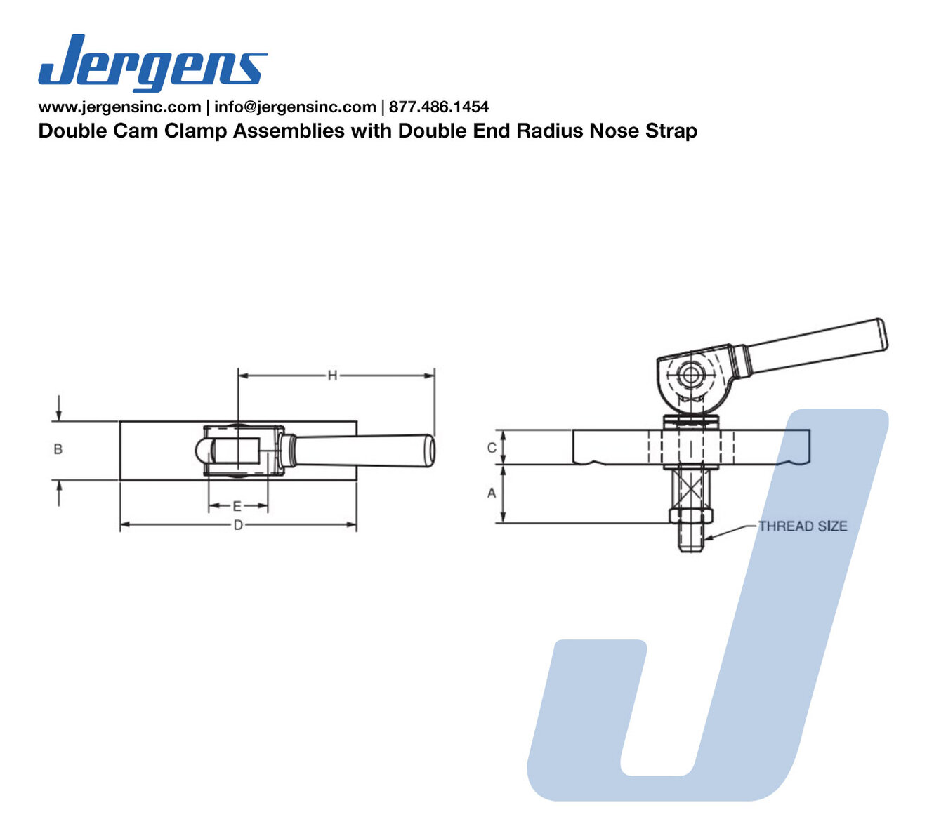 Double Cam Clamp Assemblies With Double End Radius Nose Strap Jergens Workholding 