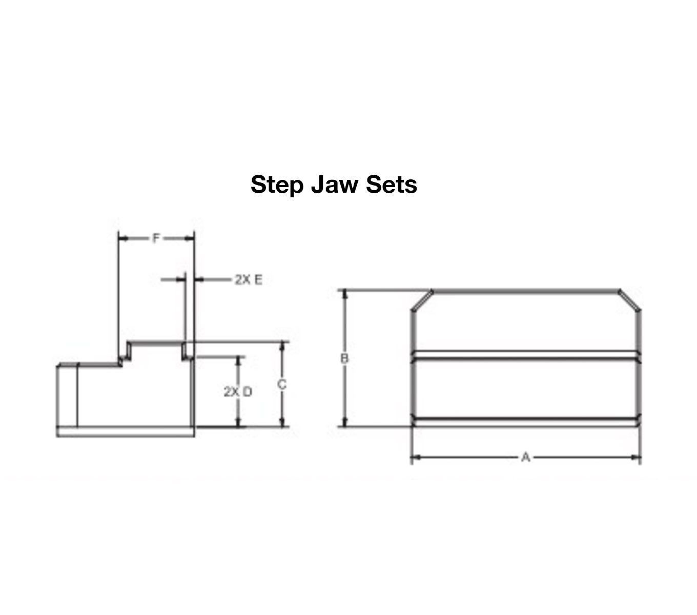 75mm Self-Centering Vise Jaw Sets Step Jaws Line Art