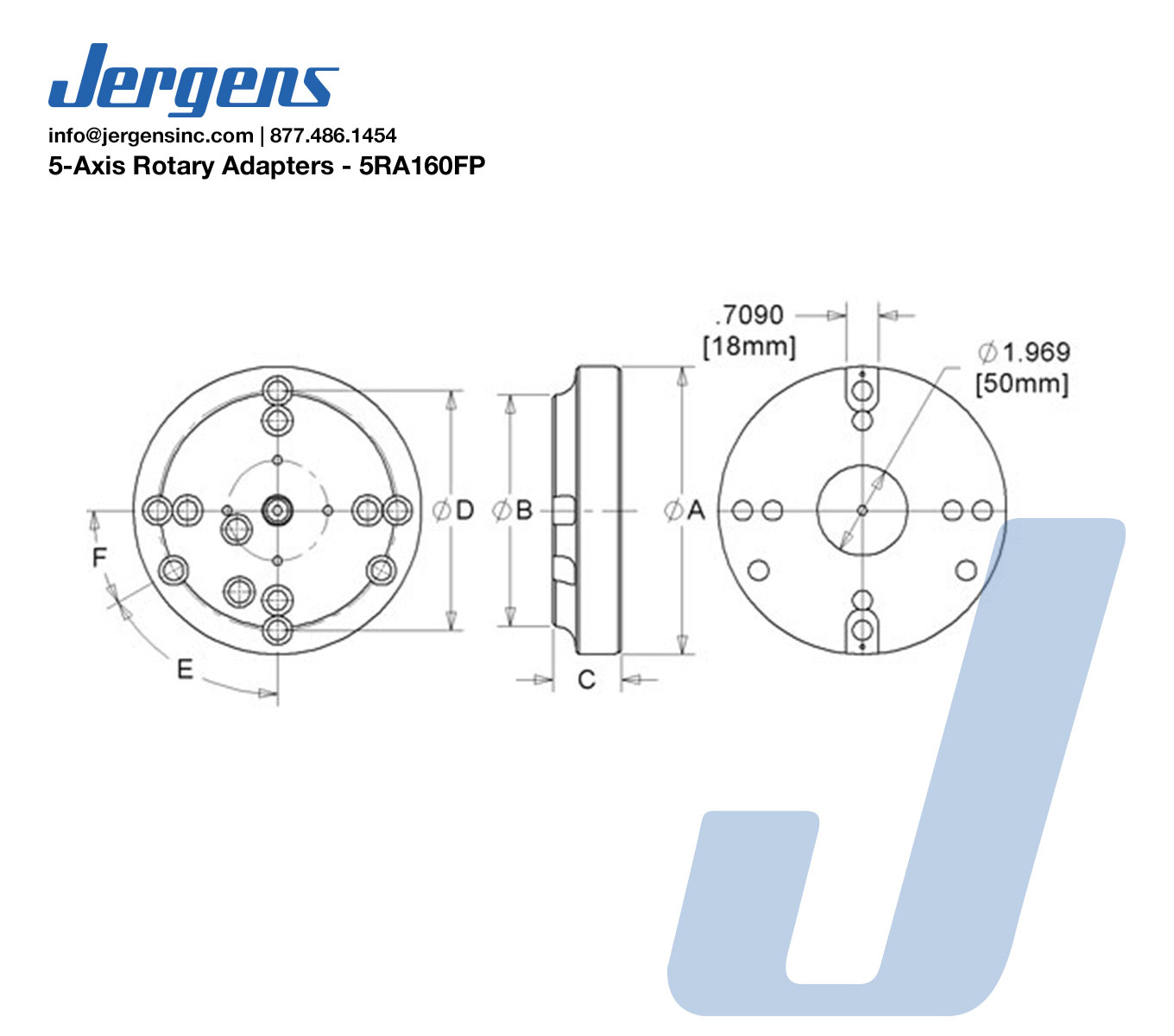 Line Art 5RA160FP ROTARY ADAPTER PLT, FP, 160MM DIA