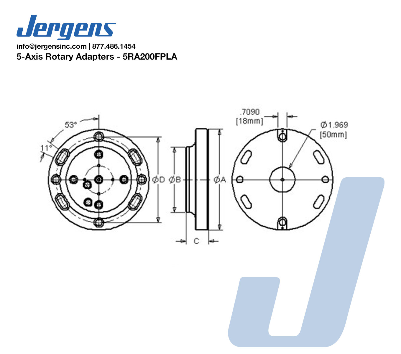 Line Art 5RA200FP ROTARY ADAPTER PLT, FP, 200MM DIA