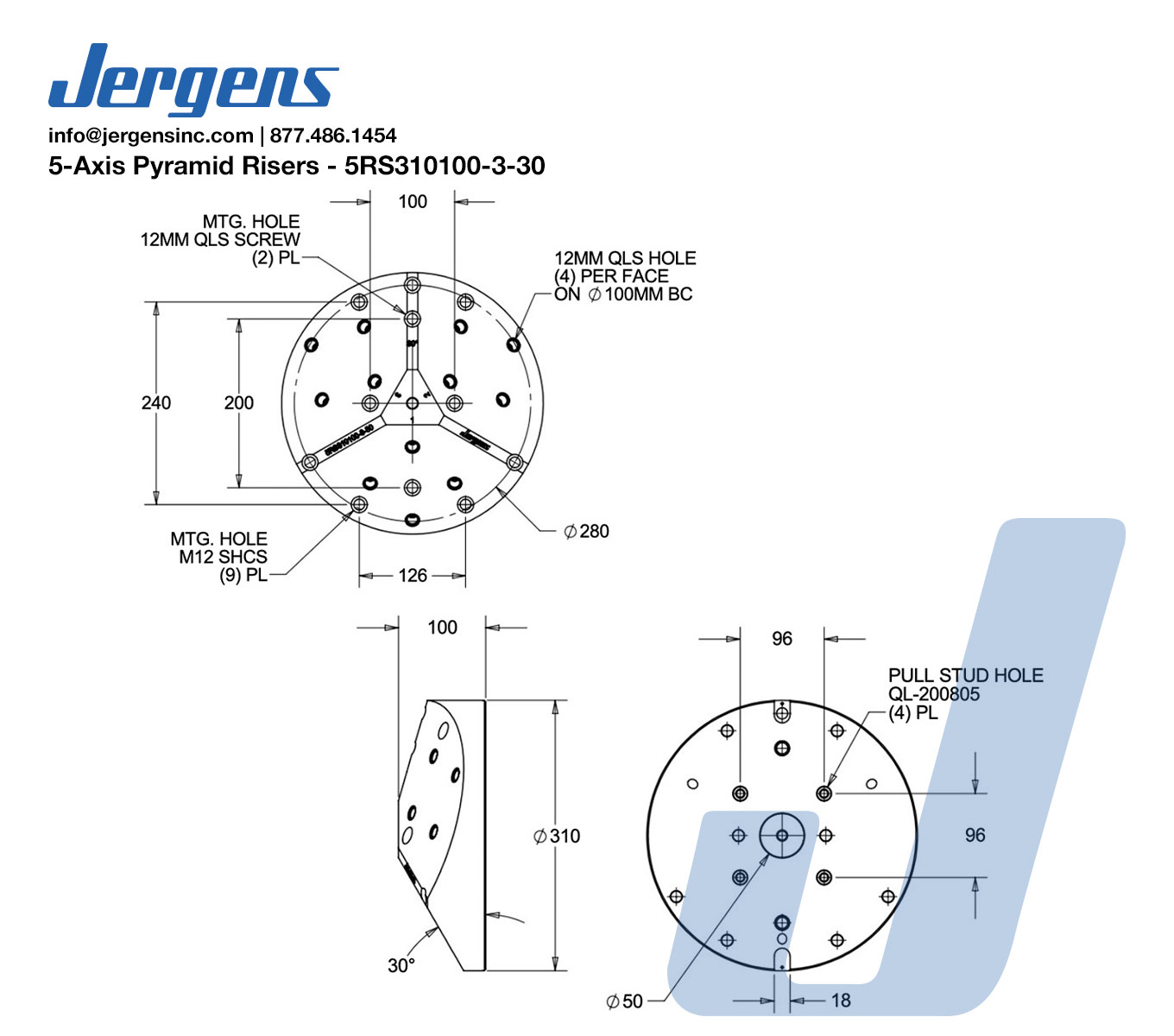 Line Art 5RS310100-3-30 PYRAMID RISER, 3-SIDED, 310MM DIA