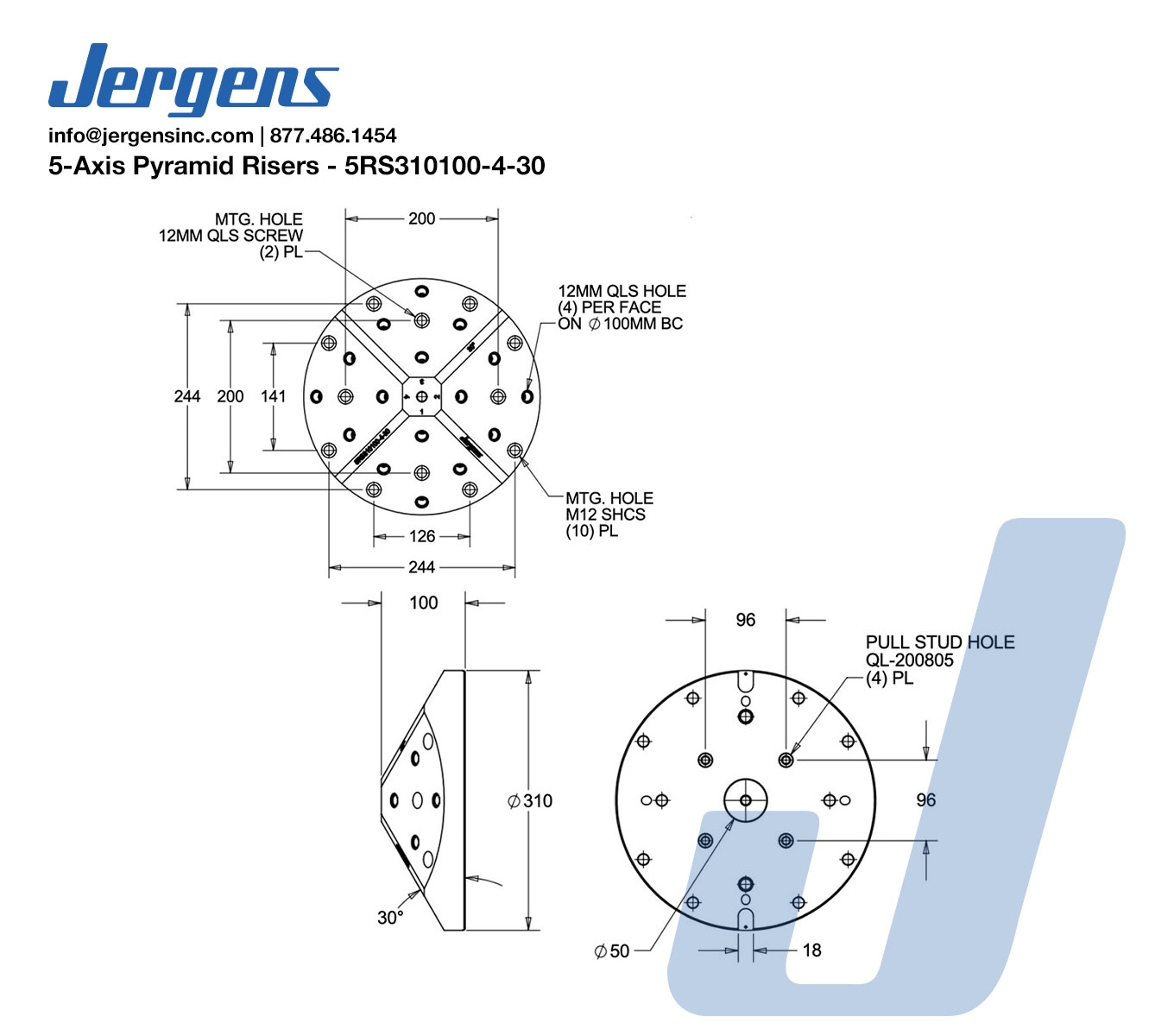 Line Art 5RS310100-4-30 PYRAMID RISER, 4-SIDED, 310MM DIA